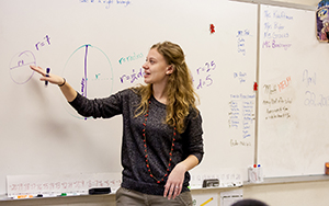 student teaching math in a classroom