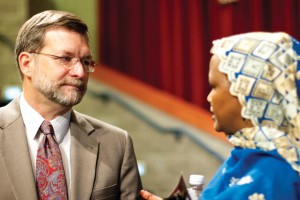 Fred Kniss '79, PhD, with Dekha Ibrahim Abdi, who has been both a student and teacher at EMU