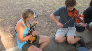 Kara and Philip playing music in Montserrat
