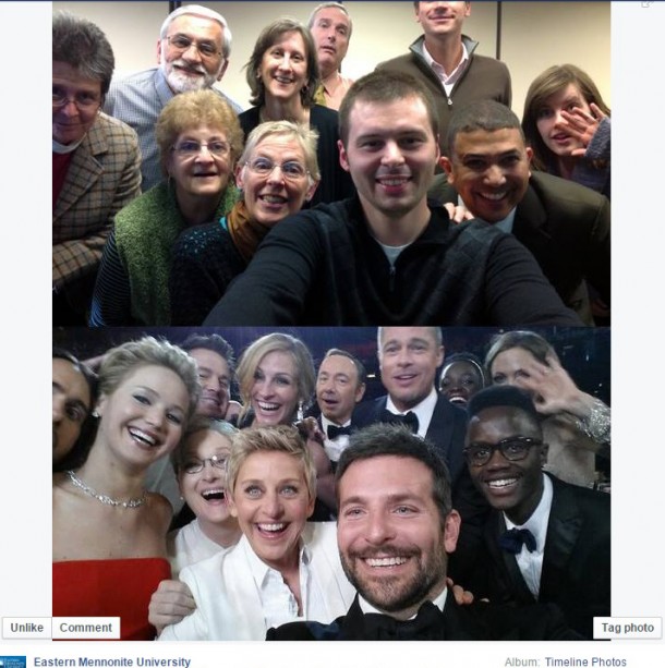 EMU faculty and staff produced their own selfie in recognition of the Oscars.