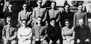 Amos Yoder (top row, second from right) with classmates in 1954.