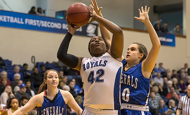 Shakeerah Sykes picked up her ninth double double of the season during the women's January 31 win over Virginia Wesleyan. (Photo by Scott Eyre)