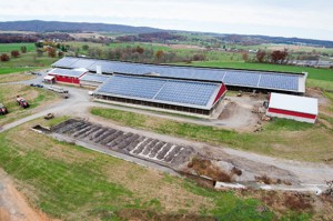 (11/2/15) - (Timberville)The Windcrest Holsteins farm, as seen from their 150-foot silo, has the largest privnelry-owned solar instillation in Virginia, a $1.5 million project. (Nikki Fox/Daily News-Record)