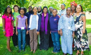 Members of the first cohort of the Women's Peacebuilding Leadership Program, including Gwendolyn Myers (at left).