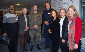 Conference organizers (left to right) Shafqat Mehmood, retired Brigadier General in Pakistan Army; Founder and chair of Paiman Trust David Cortright, Director of Policy Studies, Kroc Institute for International Peace Studies, University of Notre Dame; Lieutenant Colonel Andreas Eckel, Deputy Director of the Civil-Military Cooperation Centre of Excellence; Major Wouter Koeveringe, Military-Police Advisor at Civil-Military Cooperation Centre of Excellence; Melanie Cohen Greenberg, CEO, Alliance for Peacebuilding; Lisa Schirch, Research Professor, EMU and Director of Human Security, Alliance for Peacebuilding Jenny Aulin, Programme Director, Global Partnership for the Prevention of Armed Conflict (GPPAC)