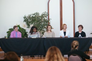 Panelists included administrators and teachers from area schools: (from left) David Ward, Aundrea Smiley, Allison Eanes, Jennifer Morris and Jelisa Wolfe.