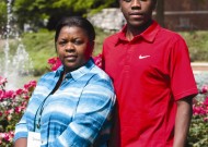 Doreen Ruto, MA '06, with the elder of her two sons, Richy Bikko, a 2011 graduate of EMU, where he was a top track competitor