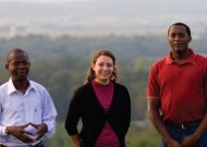 Current CJP students with ties to Kenya (from left) Dennis Oricho, Jeannine Cinco and Muigai Ndoka. Jude Fondah, pictured on the inside back cover, also has lived in Kenya. Photo by Jon Styer.