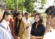 Pushpi with Kilinochch Pushpi Weerakoon meets youth in a Rotary-sponsored gathering. (Photo courtesy of Pusphi Weerakoon.)