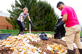 Students composting