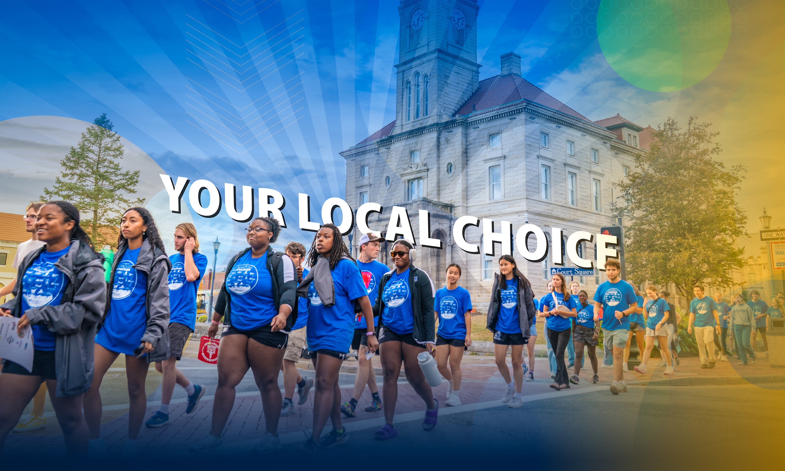 Students in Downtown Harrisonburg for Royals Go Downtown
