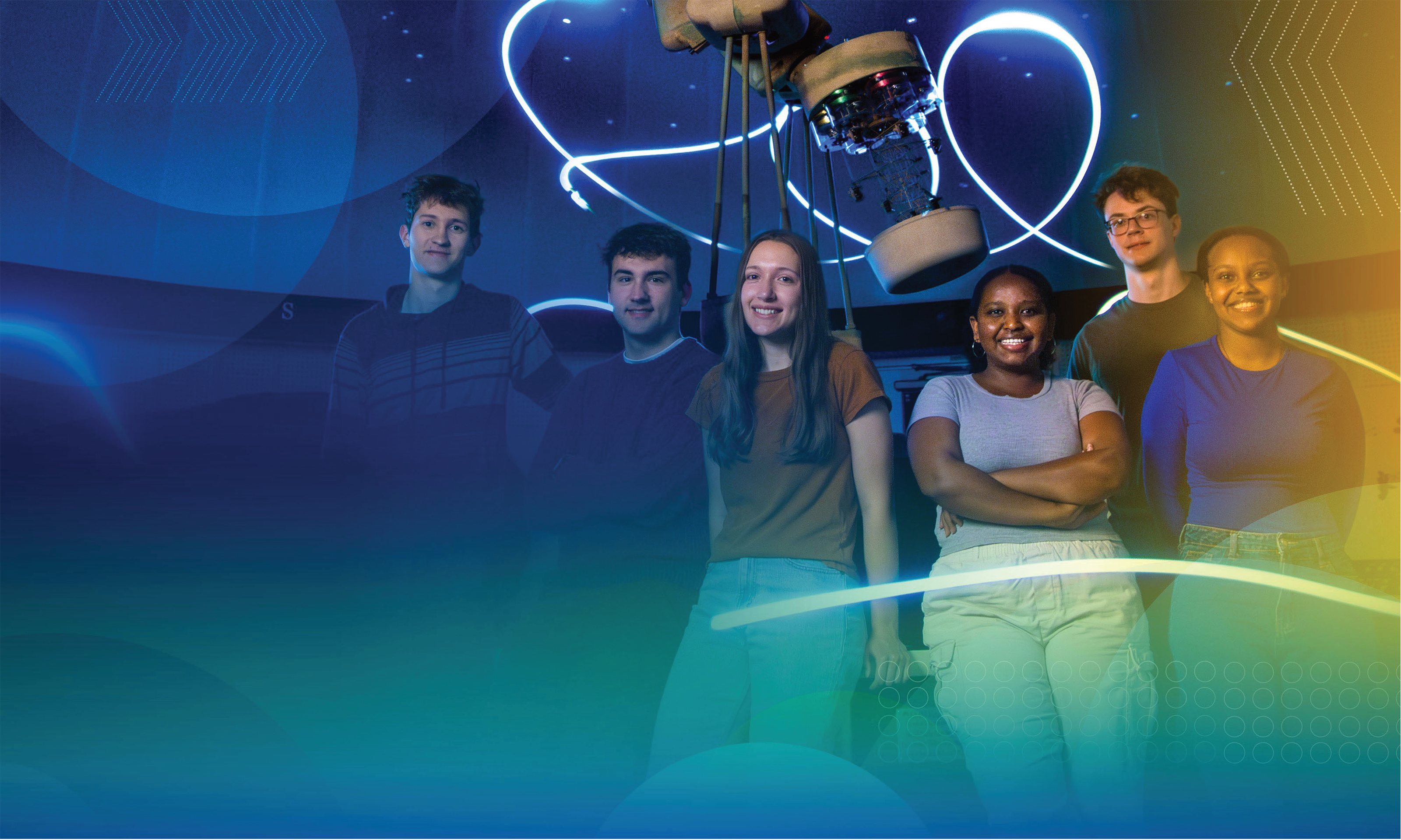 Students stand in the EMU Planetarium