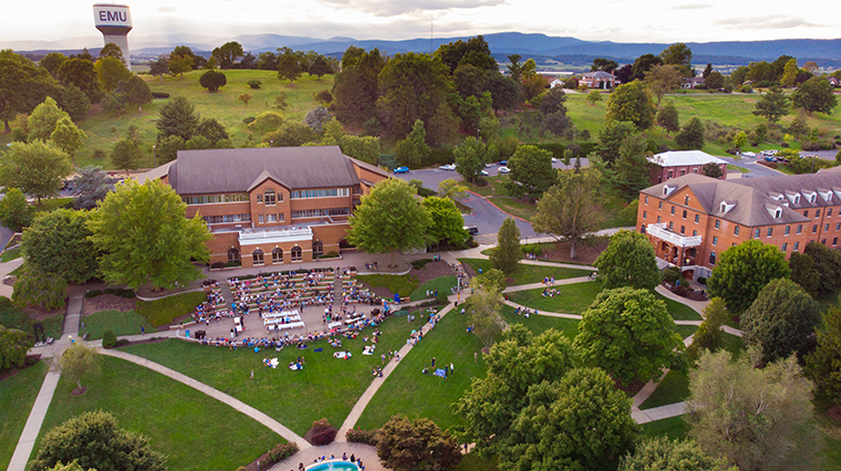 Thomas plaza at EMU from the air
