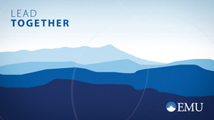 Lead together mountains light blue background