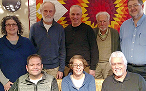Anabaptist interfaith workers met to improve interfaith engagement approaches in their agencies and beyond. Back, from left: Trina Trotter Nussbaum, John Kampen, Jonathan Bornman, David Shenk, Alain Epp Weaver. Front, from left: Jason Boone, Rebekah Simmerman, James Krabill.