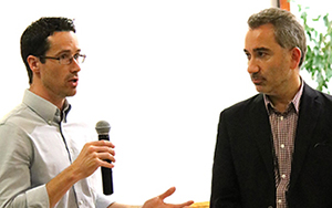 Professor Tim Seidel, director of Eastern Mennonite University's Center for Interfaith Engagement, introduces Turkish journalist and author Mustafa Akyol during an Oct. 10 lecture and discussion on campus.