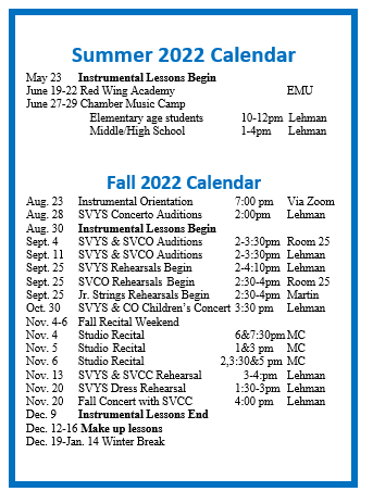 Lehman College Calendar Fall 2022 Preparatory Music Program