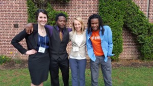 Elisabeth Wilder, Derrick Turner, Lorraine Armstrong and Christian Parks were invited to present research papers at the Eastern American Studies Association annual conference in April. (Courtesy photo)