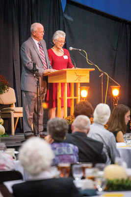 Charlotte and Henry Rosenberger reflect at EMU's annual donor appreciation banquet on Oct. 10, 2014