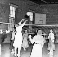 Volleyball inside the exercise hall of Eastern Mennonite