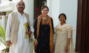 EMU professor Lisa Schirch with Pakistani graduates of EMU's masters program in conflict transformation, Ali Gohar (l.) and Jennifer Jag Jivan (right).