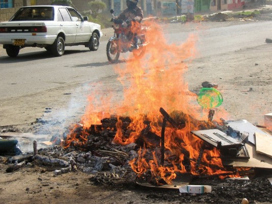 Burning furniture, Naivasha Town, Kenya