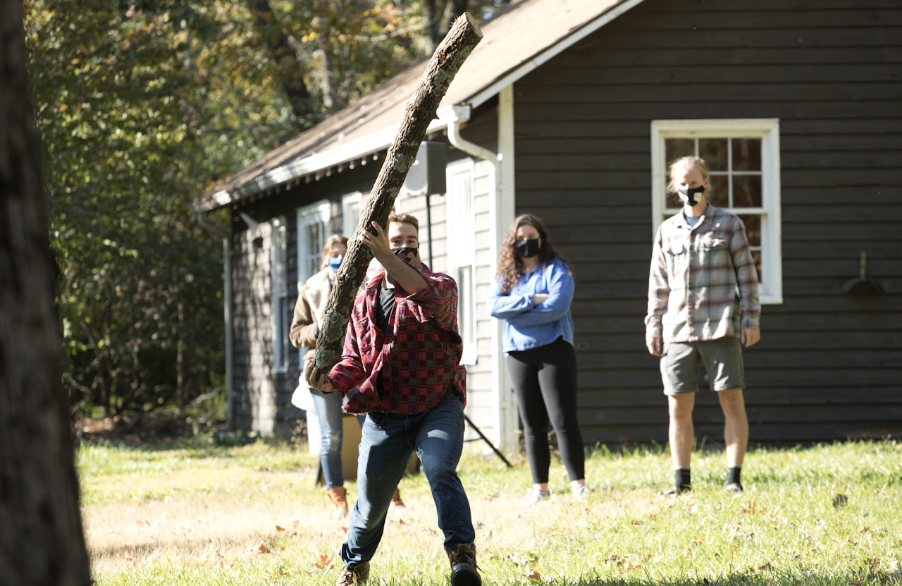 Lumberjack olympics log throwing competition