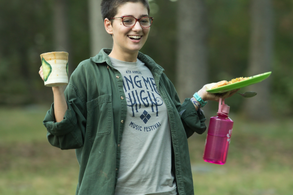 Student in parkwoods with good food and vibes