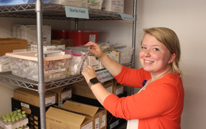 student at an internship